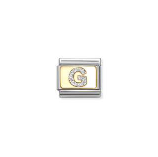 Nomination - Link GLITTER LETTER 18k gold G