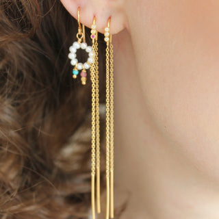 STINE A - Three Dots Double Chain Earring Gold - Candy Stones Single
