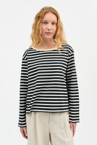 SKALL - Marron Oversized Blouse - Navy/Off White Stripe
