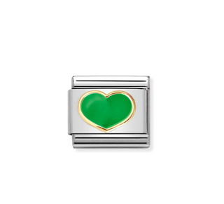 Nomination - Link LOVE 2 enamel and 18k gold GREEN APPLE HEART