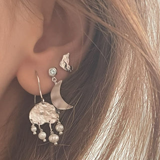 STINE A - Big Silver Splash Earring - Elegant Pearls - Silver Single