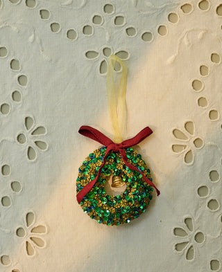 SISSEL EDELBO - Wreath Kantha Ornament - Green Sparkle