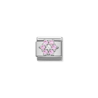 Nomination - Link SYMBOLS  925 sterling silver PINK AND WHITE FLOWER