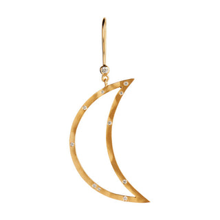 STINE A - Big Bella Moon W/Stones Earring - Gold Single
