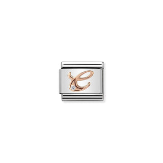 Nomination - Link LETTERS zircon 9k rose gold C