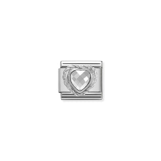 Nomination - Link HEART FACETED 925 sterling silver twisted setting White