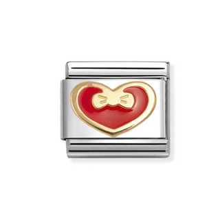 Nomination - Link LOVE 2 enamel and 18k gold RED HEART WITH BOW