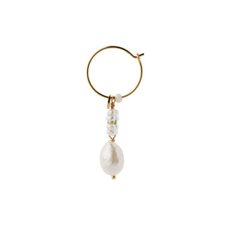 STINE A - Heavenly Flower Pearl Hoop W/Green Stone & Pearl