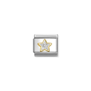 Nomination - Link GLITTER SYMBOLS  18k gold SILVER star