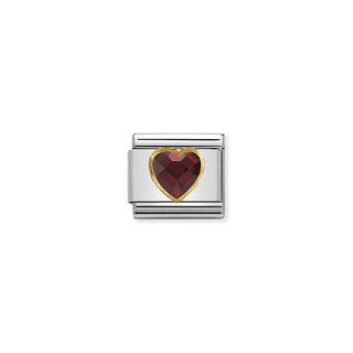 Nomination - Link HEART FACETED 18k gold RED