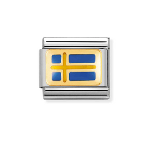 Nomination - Link EUROPE FLAG enamel and 18k gold SWEDEN