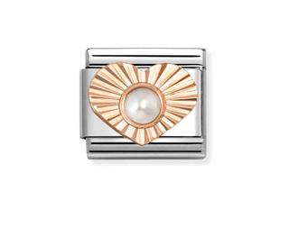 Nomination - Link DIAMOND HEART STONE 9k rose gold WHITE PEARL