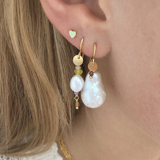 STINE A - Petit Love Heart Earring - Mint Green Gold