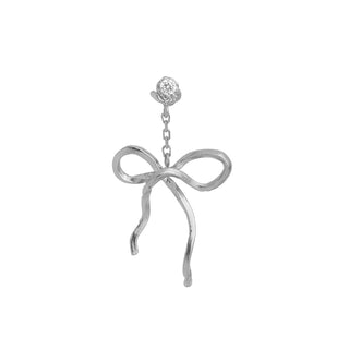 STINE A - Dangling Flow Bow Earring - Silver