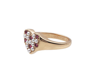 All The Luck in the World - Cherie Goldplated Ring Heart Pearls - Pink