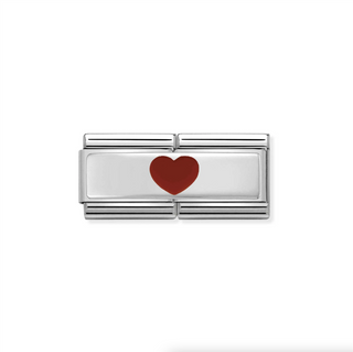 Nomination - Link Double Plate 925 Sterling silver & Enamel RED HEART