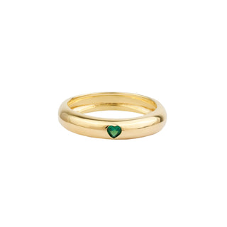 All The Luck in the World - Oasis Goldplated Ring Round - Green Heart