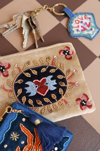 All The Luck in the World - Medium Beaded Wallet - Lovebirds