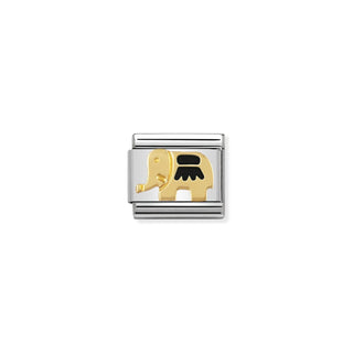 Nomination - Link EARTH ANIMALS 18k gold BLACK ELEPHANT