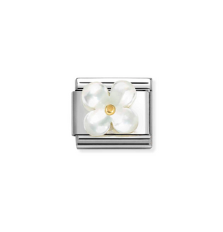 Nomination - Link STONE SYMBOLS 750 gold FLOWER IN WHITE MOTHER OF PEARL