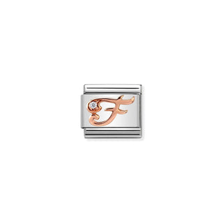 Nomination - Link LETTERS zircon 9k rose gold F