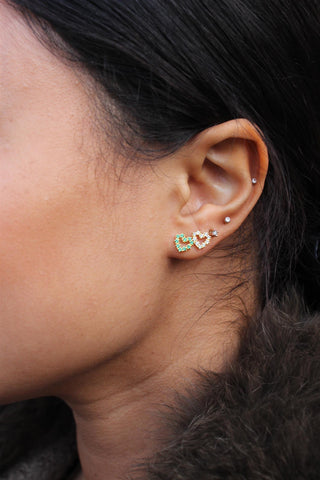 Pico Copenhagen - Cæur Crystal Stud - Green Opac