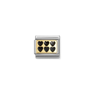 Nomination - Link PLATES STEEL 18k gold BLACK LINE HEARTS