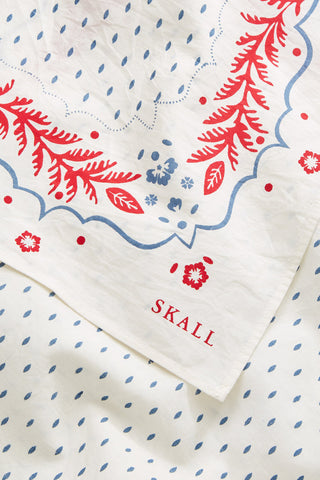 SKALL - Juniper Big Scarf - Cream/Blue/Red