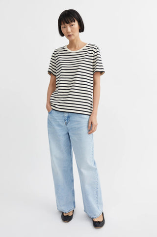 SKALL - Loui Regular Tee - Dark Navy/White Stripe