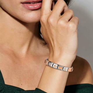 Nomination - Link CLASSIC SYMBOLS steel enamel and 9k rose gold WHITE SNOWFLAKE HEART