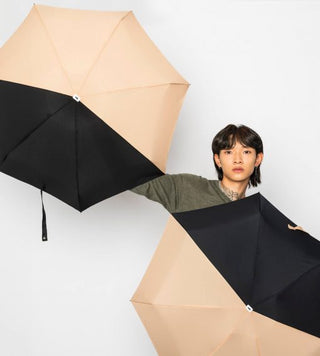 ANATOLE - Two Tone Compact Umbrella - Alice - Beige & Black