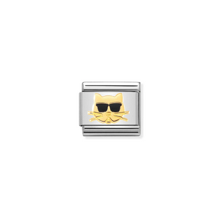 Nomination - Link SYMBOLS 18k gold CAT WITH BLACK SUNGLASSES