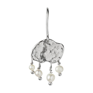 STINE A - Big Silver Splash Earring - Elegant Pearls - Silver Single