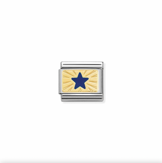 Nomination - Link Plate Enamel & 18k Gold STAR BLUE