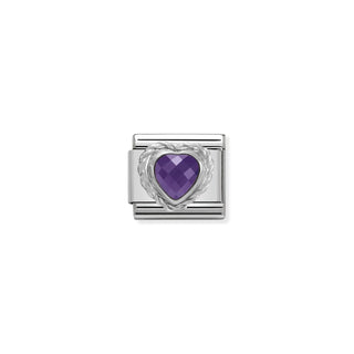 Nomination - Link HEART FACETED 925 sterling silver twisted setting PURPLE