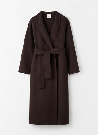 ALMADA LABEL - Mara Double-Faced Coat & Scarf - Chocolate