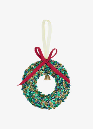 SISSEL EDELBO - Wreath Kantha Ornament - Green Sparkle
