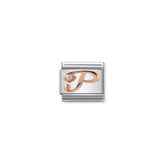 Nomination - Link LETTERS zircon 9k rose gold P