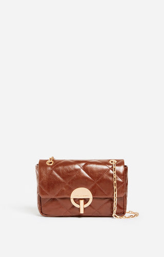 VANESSA BRUNO - Medium Moon Leather Bag - Havana