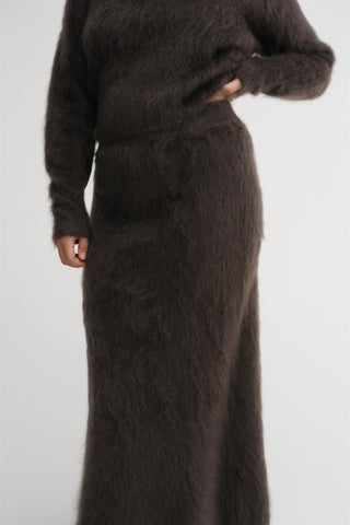 ALMADA LABEL - Umi Brushed Cashmere Skirt - Chocolate