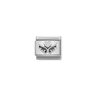 Nomination - Link OXIDIZED SYMBOLS 925 sterling silver Heart with wings