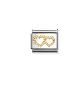 Nomination - Link SYMBOLS 18k gold DIAMOND DOUBLE HEARTS PROFILE