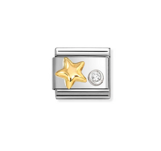 Nomination - Link SYMBOLS 750 gold, 925 sterling silver and cz RAISED STAR CZ WHITE