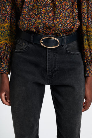 VANESSA BRUNO - Oval Buckle Belt - Noir