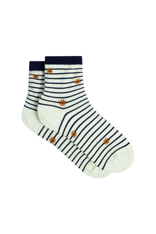 DES PETITS HAUTS - Marcello Sock - Raye Ecru/Marine