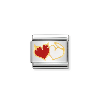 Nomination - Link LOVE 1 enamel and 18k gold HEART ANGELS AND DEVILS