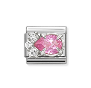 Nomination - Link CLASSIC cz and 925 sterling silver PINK DROP