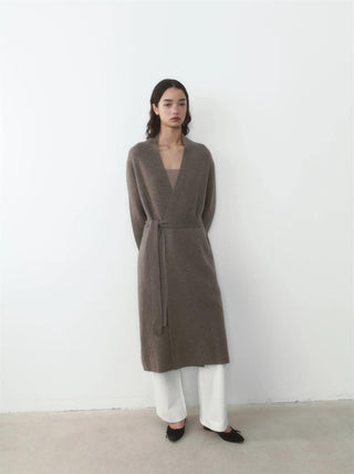 THE CURATED - The Long Cashmere Cardigan - Grizzly