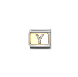 Nomination - Link GLITTER LETTER 18k gold Y