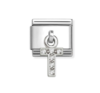Nomination - Link CHARMS LETTERS cz and 925 sterling silver T